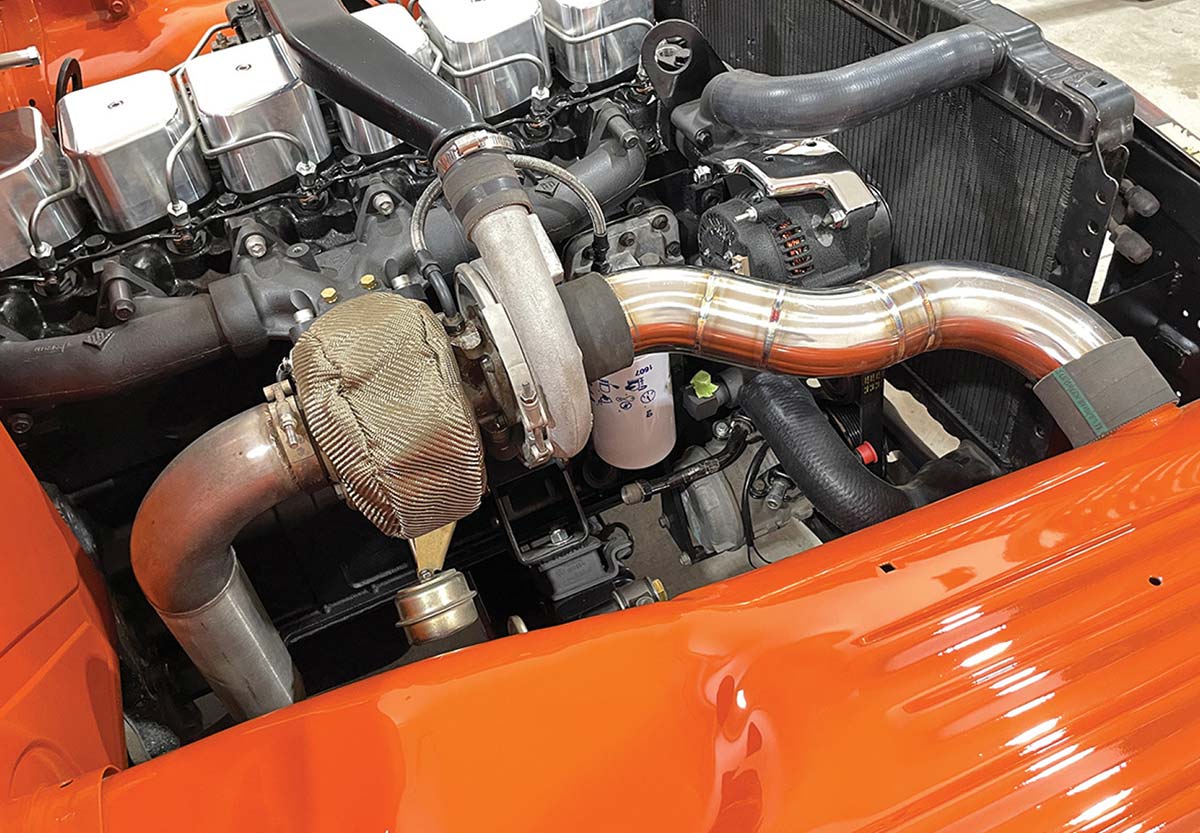Turbocharger and stainless steel intake plumbing detail