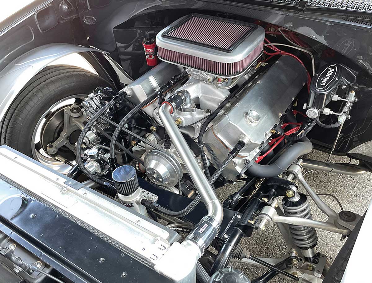 Big-block V8 engine in a clean engine compartment