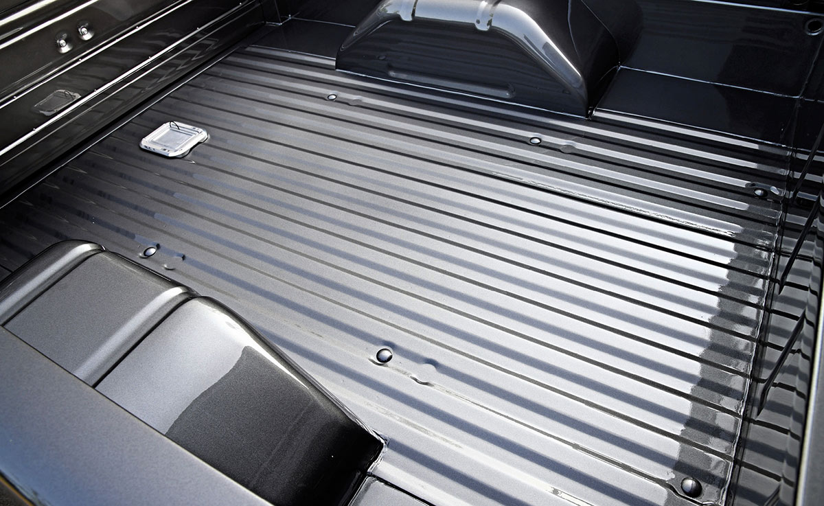 Tubbed wheelwells and finished bed floor of a custom F-100.