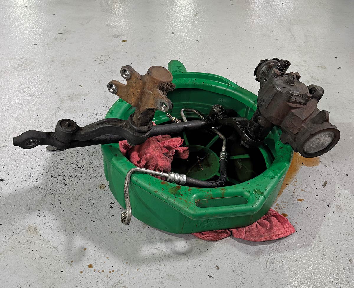 Worn steering components removed from the truck.