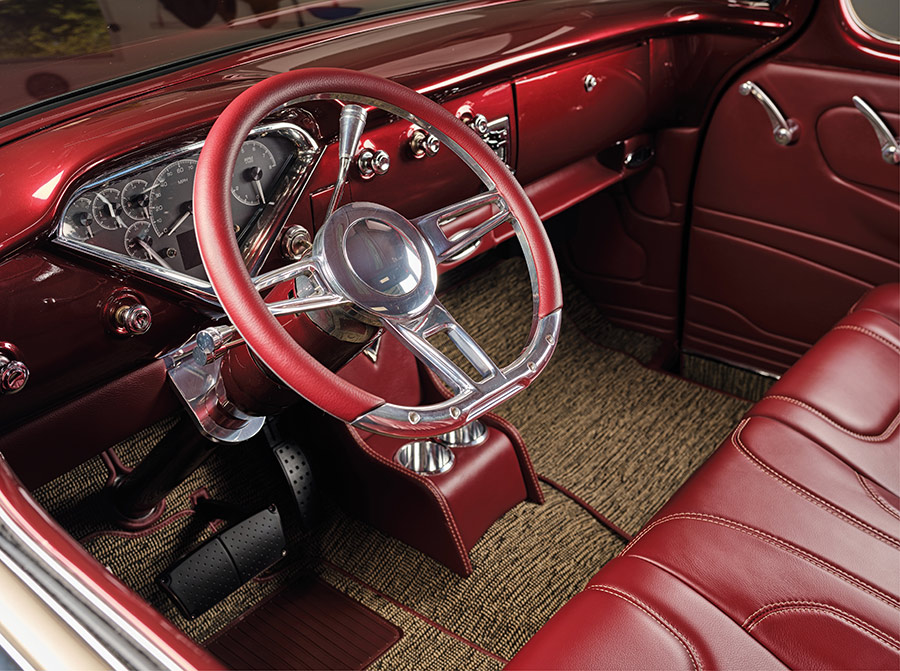 Custom red Merlot leather interior and console.