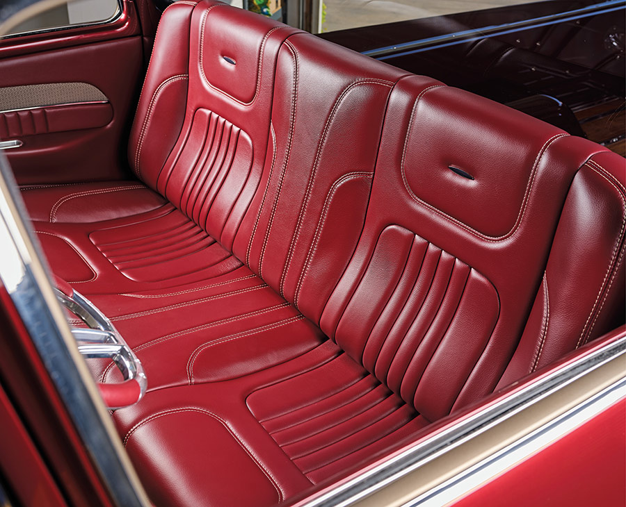 Red Merlot leather TEA's Design bench seat.